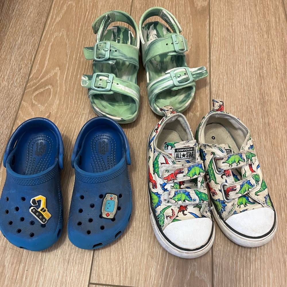 Toddler Boy Shoe Bundle Crocs, Sandal, Converse Sizes 8,9,10